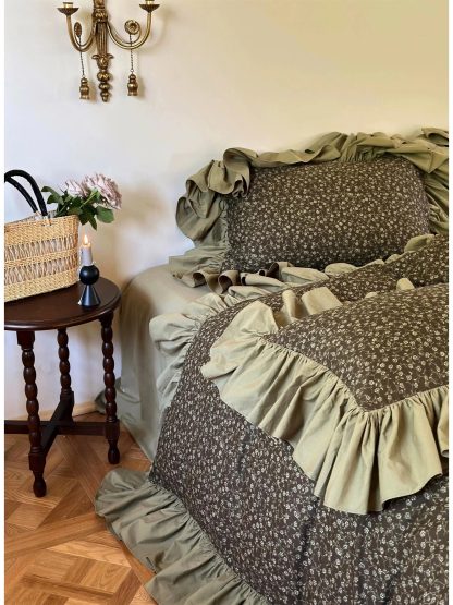 Retro forest style floral ruffle bedding four-piece set - Image 7