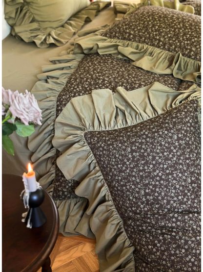 Retro forest style floral ruffle bedding four-piece set - Image 6