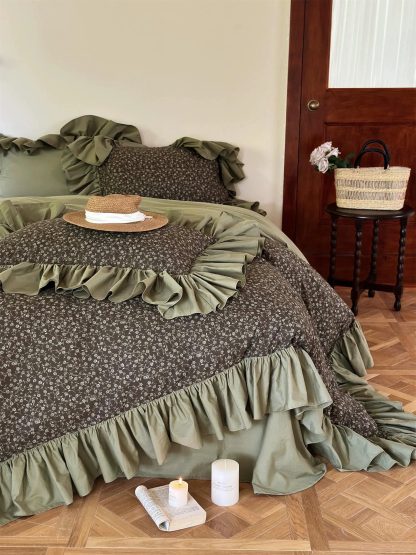 Retro forest style floral ruffle bedding four-piece set - Image 2