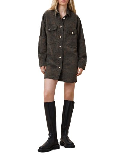 Camouflage denim shirt dress