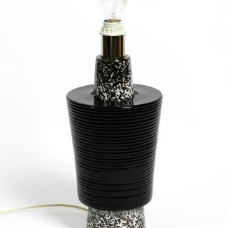 Black ribbed ceramic table lamp