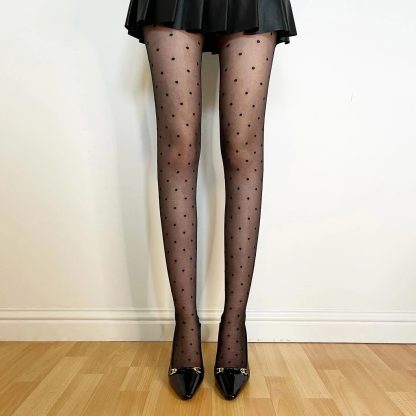 Classic Black Polka Dot Tights - Image 3