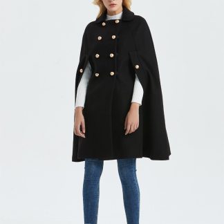 Black Double-Breasted Cape Coat