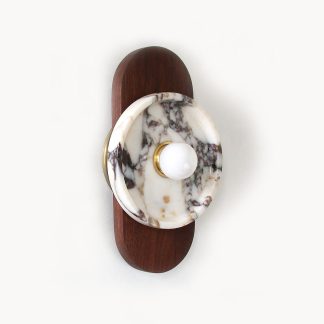 Marble disc with walnut oval wall lamp