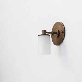 Brass arm frosted glass tube wall light