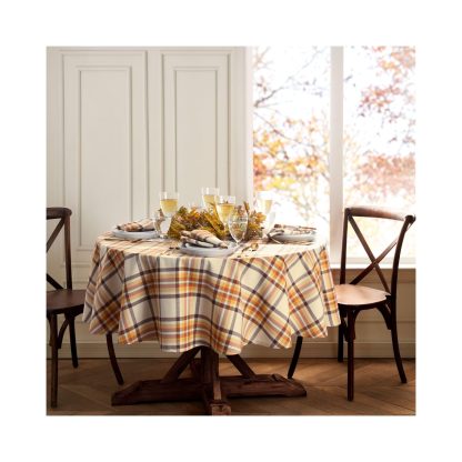 Autumn Plaid Round Tablecloth - Image 3