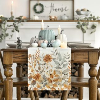 Autumn floral border table runner