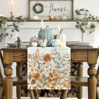 Autumn floral border table runner