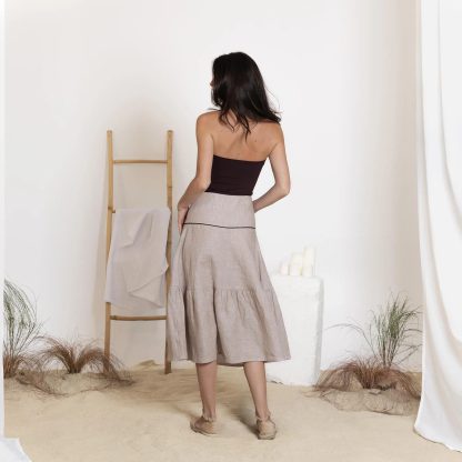 Beige Linen Midi Skirt - Image 5
