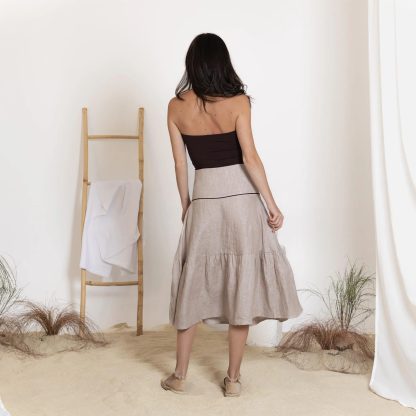 Beige Linen Midi Skirt - Image 2