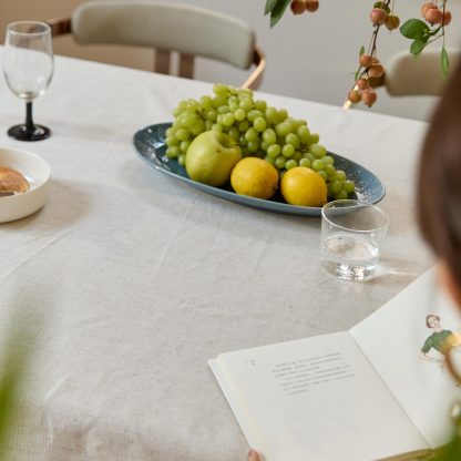Beige linen plain tablecloth - Image 7