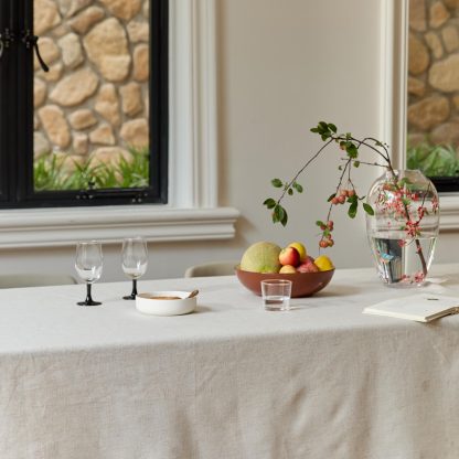 Beige linen plain tablecloth - Image 2