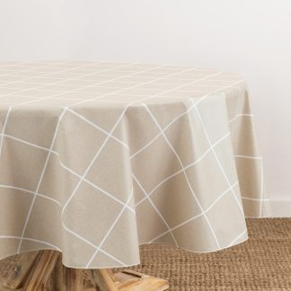 Beige minimalist plaid tablecloth