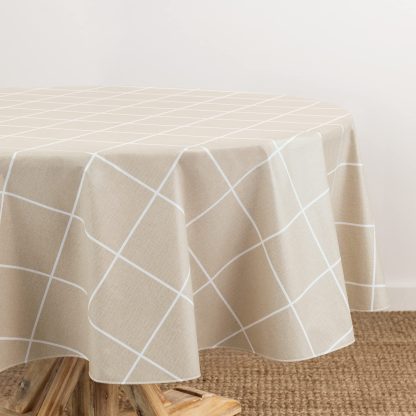 Beige minimalist plaid tablecloth