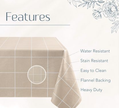 Beige minimalist plaid tablecloth - Image 3