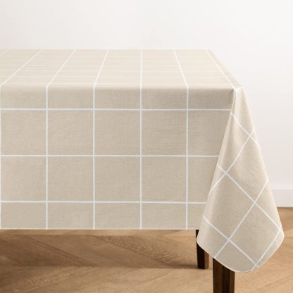 Beige minimalist plaid tablecloth - Image 2