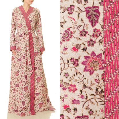Berry pink garden double-breasted tie robe - Image 6