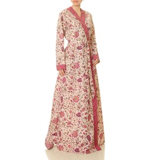 Berry pink garden double-breasted tie robe