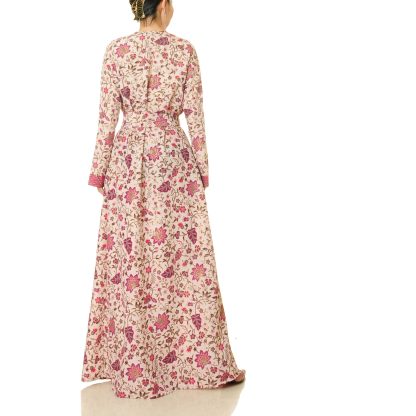 Berry pink garden double-breasted tie robe - Image 4