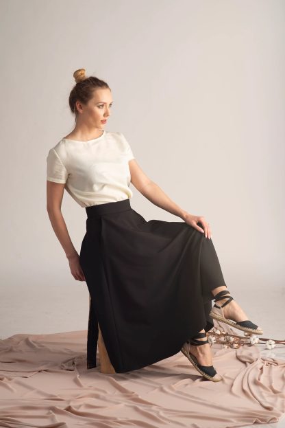 Black A-line midi skirt - Image 5