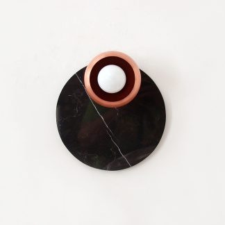Black Clay Cup and Opal Bulb Wall Sconce