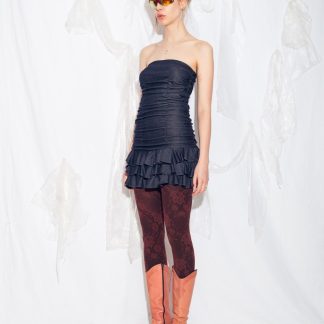 Black Off-The-Shoulder Ruffled Mini Dress