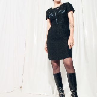 Black Textured Bodycon Dress