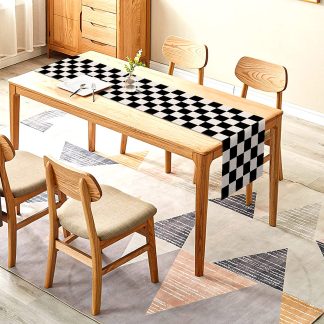 Black and white checkered table runner