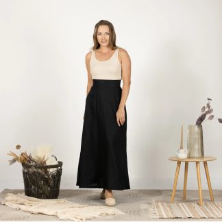 Black high waist maxi skirt