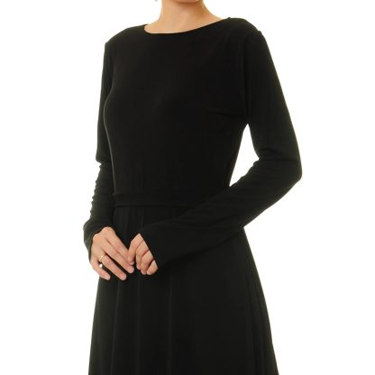 Black long-sleeved flowing dress - Image 5