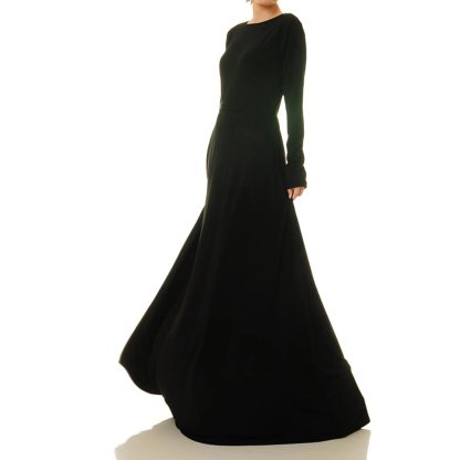Black long-sleeved flowing dress