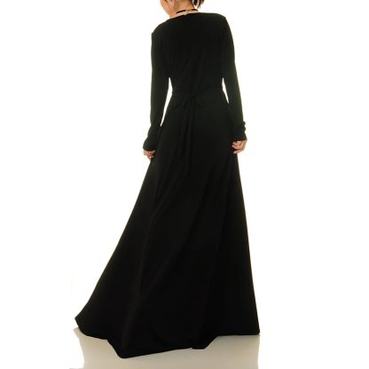 Black long-sleeved flowing dress - Image 2