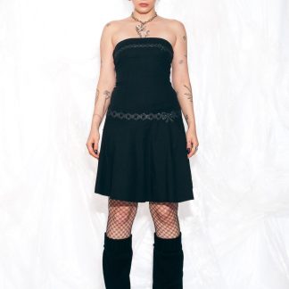 Black off-the-shoulder A-line skirt