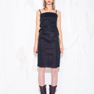Black sequined knit slip dress