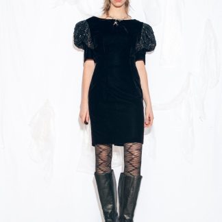 Black velvet bodycon dress