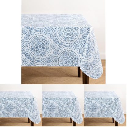 Blue Mediterranean Floral Tablecloth - Image 4