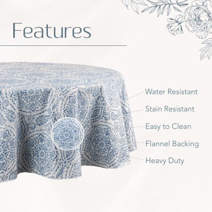 Blue Mediterranean Floral Tablecloth - Image 2