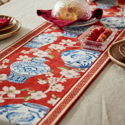 Blue and white porcelain plum blossom table runner - Image 8