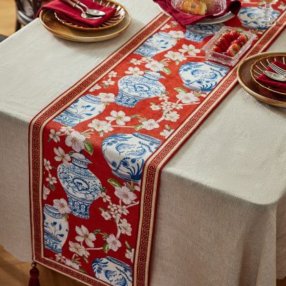 Blue and white porcelain plum blossom table runner - Image 2