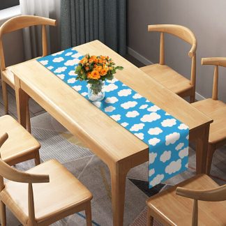 Blue sky and white clouds table runner
