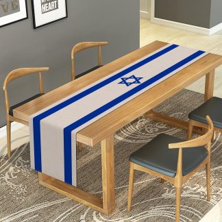 Blue striped star table runner