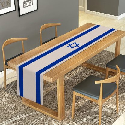 Blue striped star table runner
