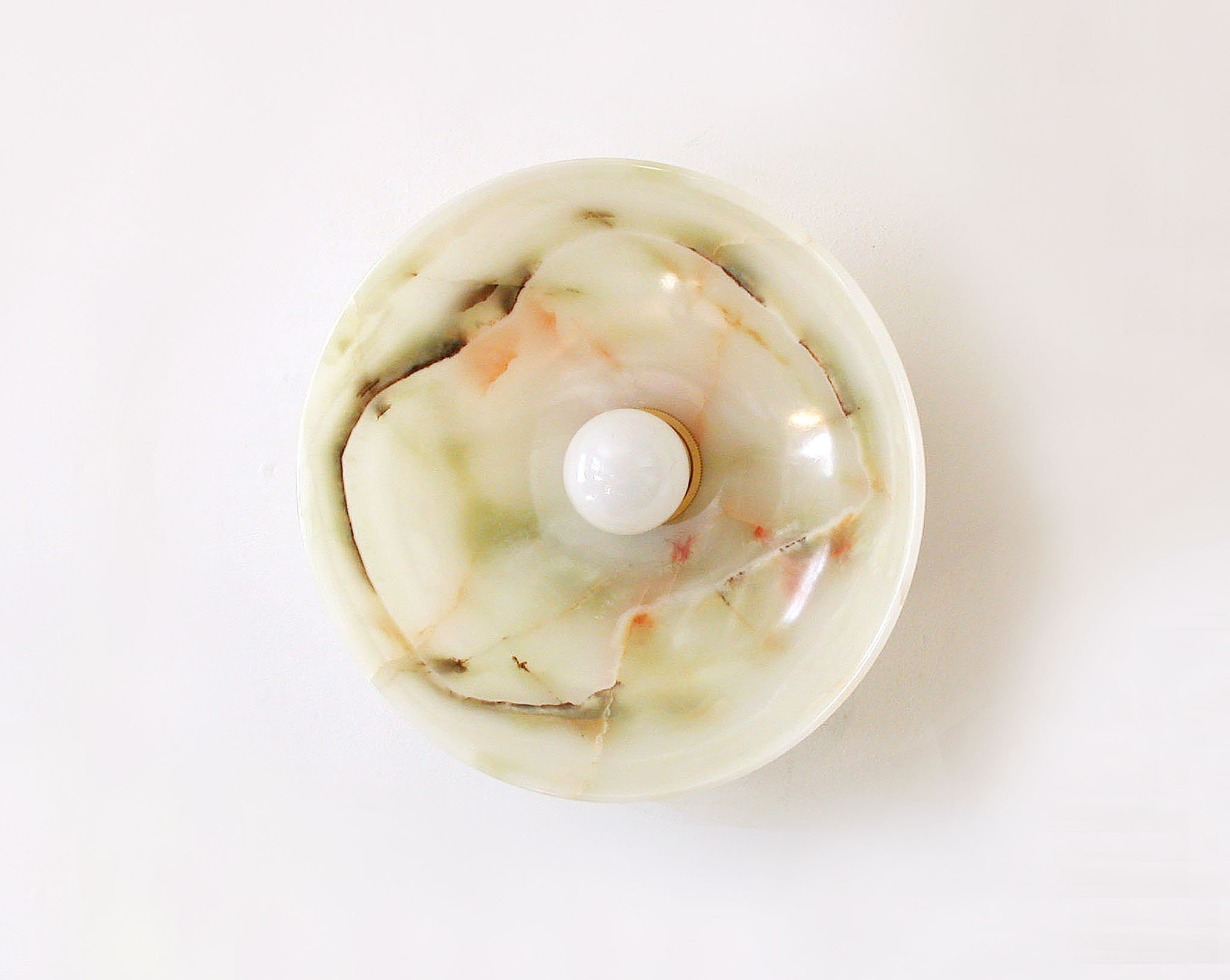 Brass Backplate Onyx and Opal Bulb Wall Sconce - Image 5