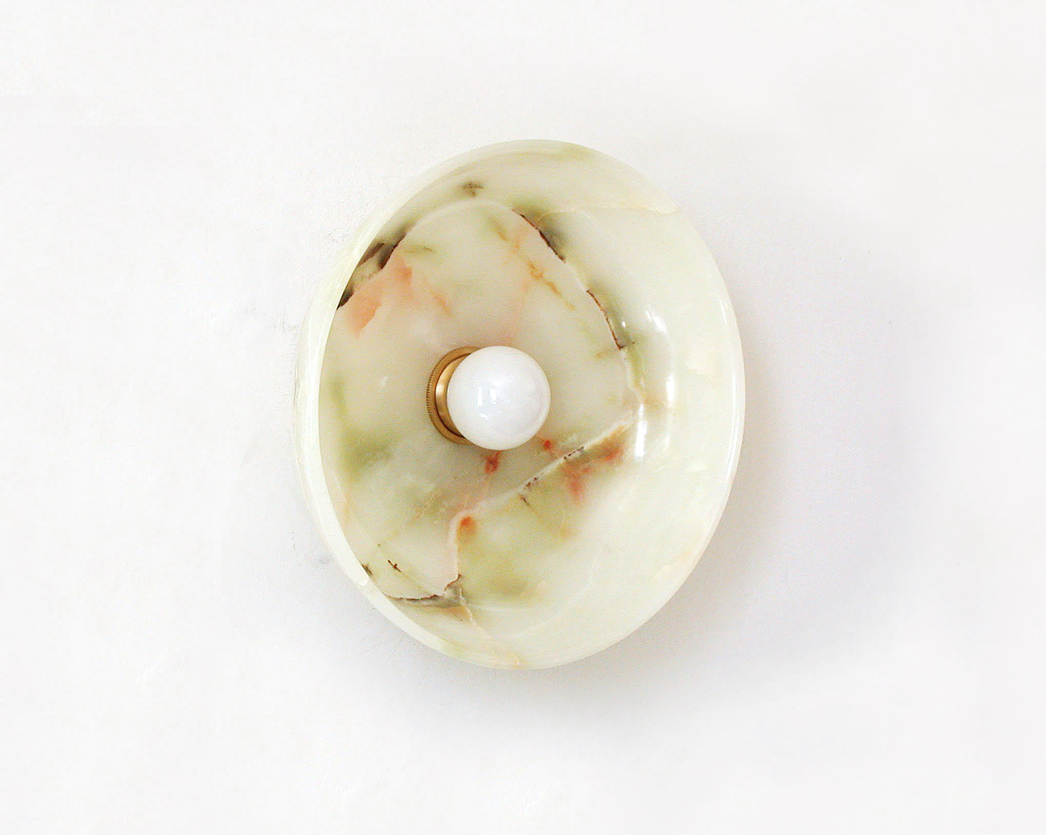 Brass Backplate Onyx and Opal Bulb Wall Sconce