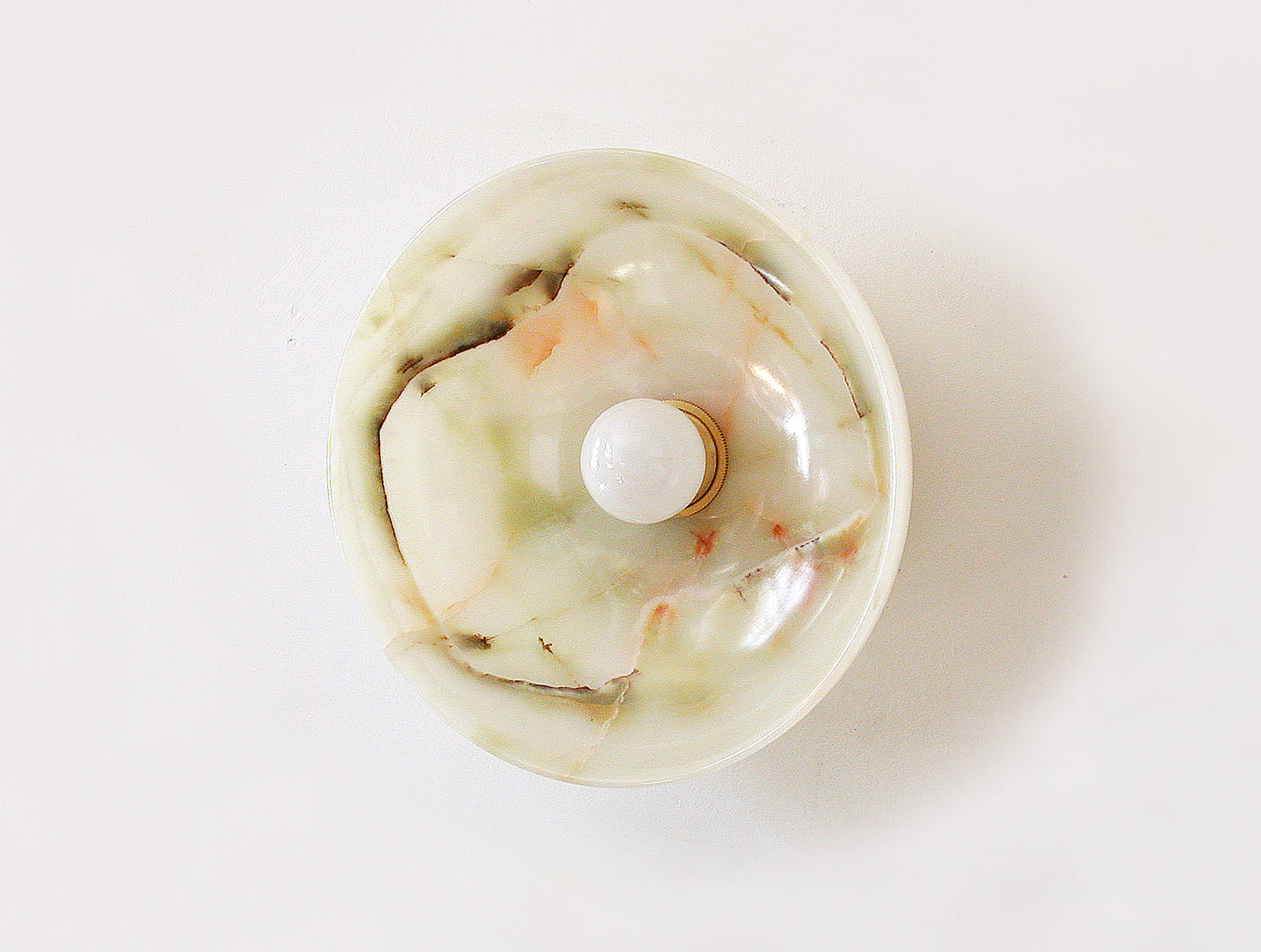 Brass Backplate Onyx and Opal Bulb Wall Sconce - Image 3