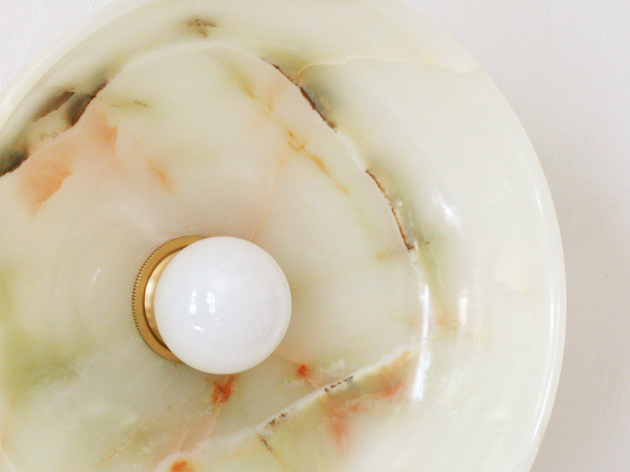 Brass Backplate Onyx and Opal Bulb Wall Sconce - Image 2