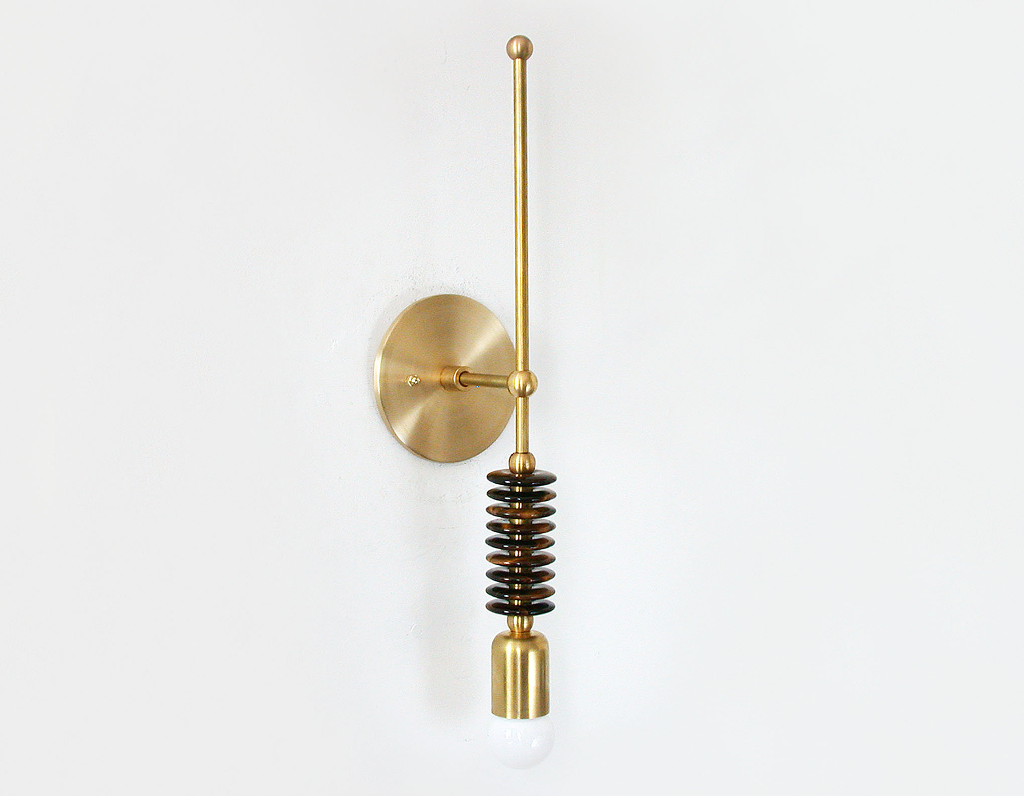 Brass Pillar Stacking Ring and Bulb Wall Sconce - Image 6