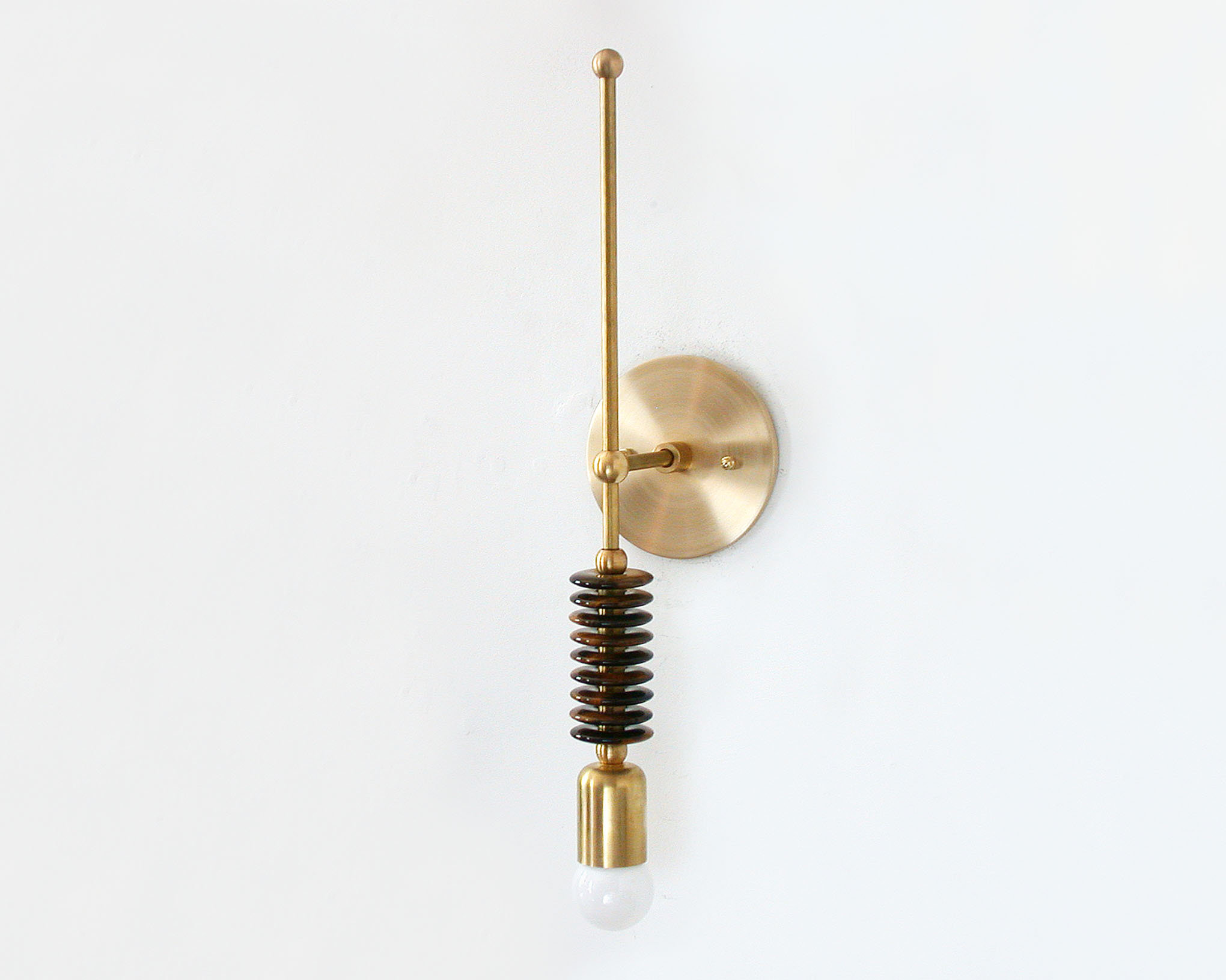 Brass Pillar Stacking Ring and Bulb Wall Sconce - Image 3
