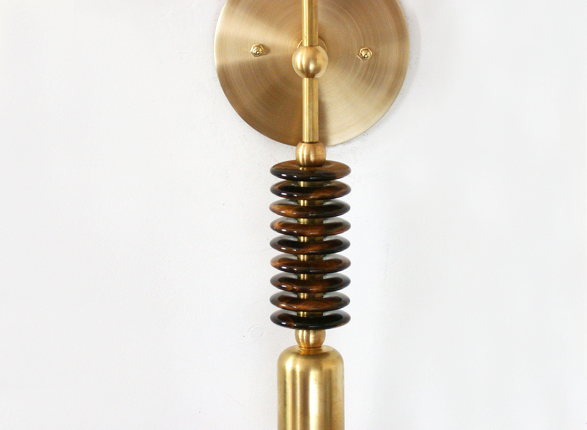 Brass Pillar Stacking Ring and Bulb Wall Sconce - Image 2