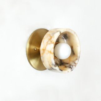 Brass backplate and stone wall sconce